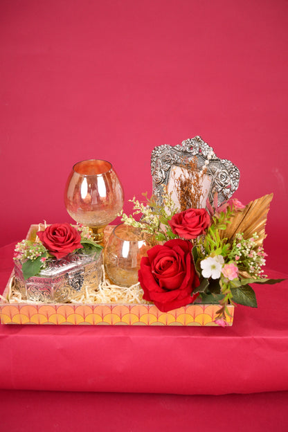 Wedding Gift Tray with Decorative Frame & Glasses