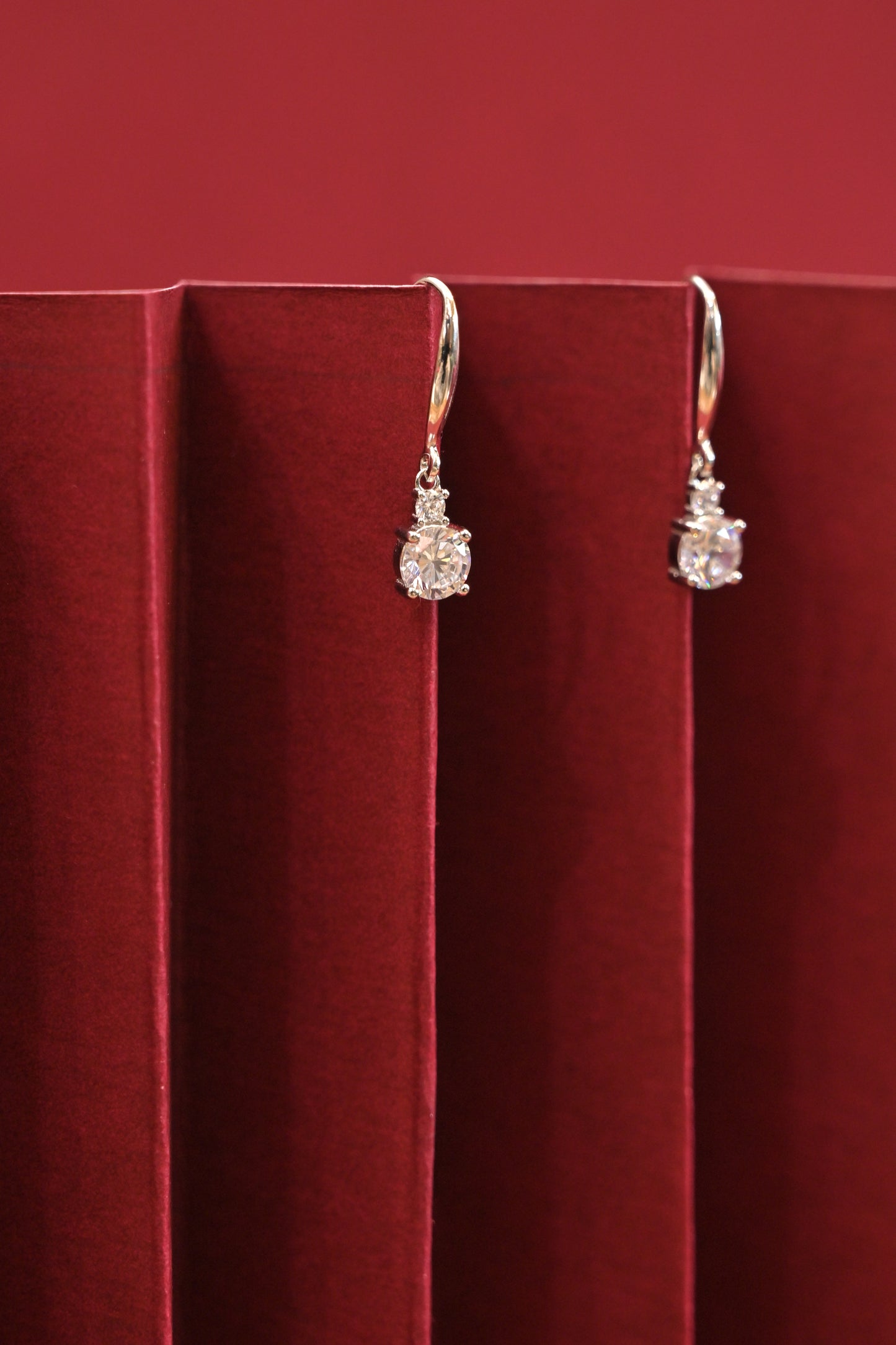 925 silver solitaire drop hoop earrings