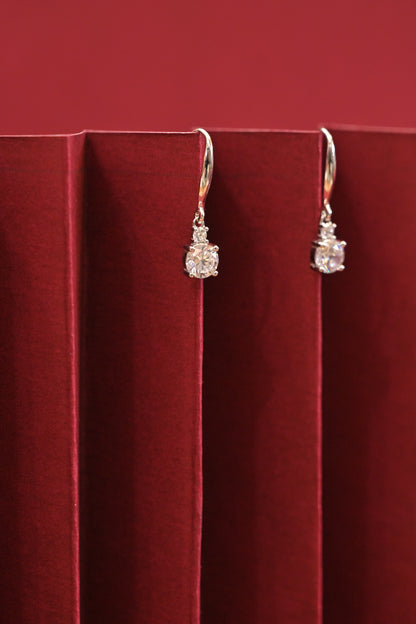 925 Silver Solitaire Drop Hoop Earrings