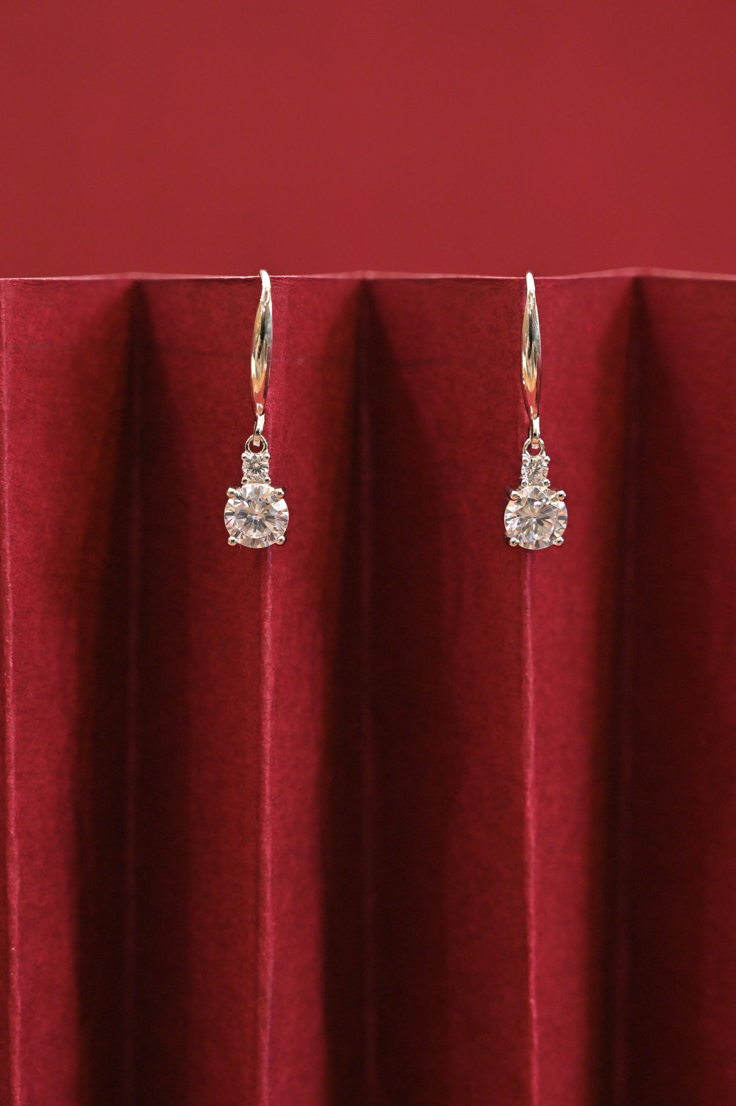 925 silver solitaire drop hoop earrings