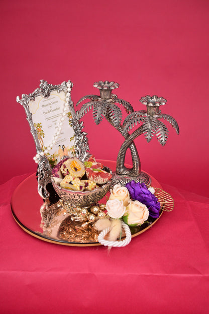 Wedding Gift Tray with Frame & Decorative Candle Holders