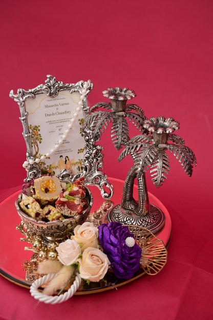 Wedding Gift Tray with Frame & Decorative Candle Holders