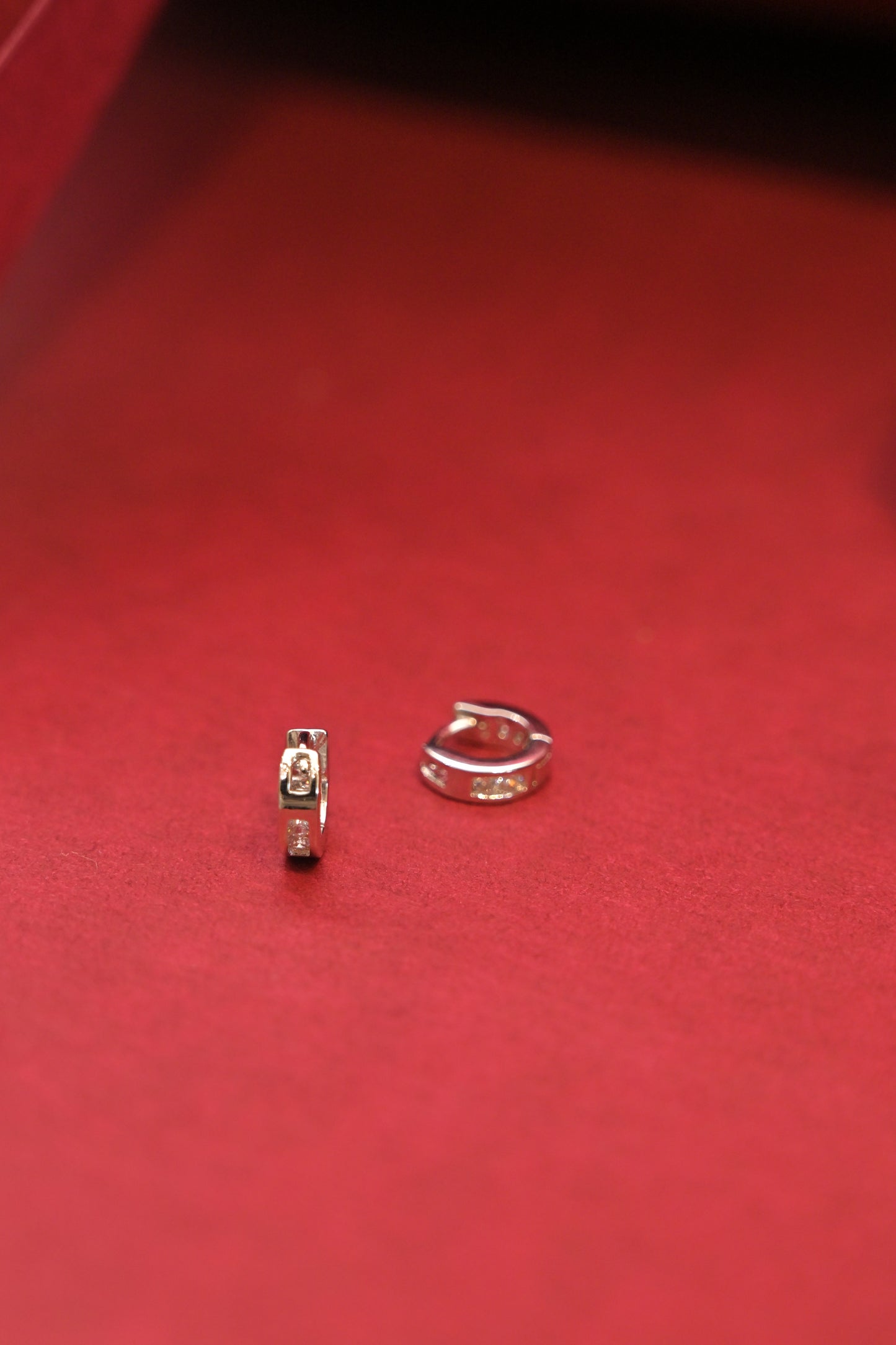 925 silver cz mini hoop earrings