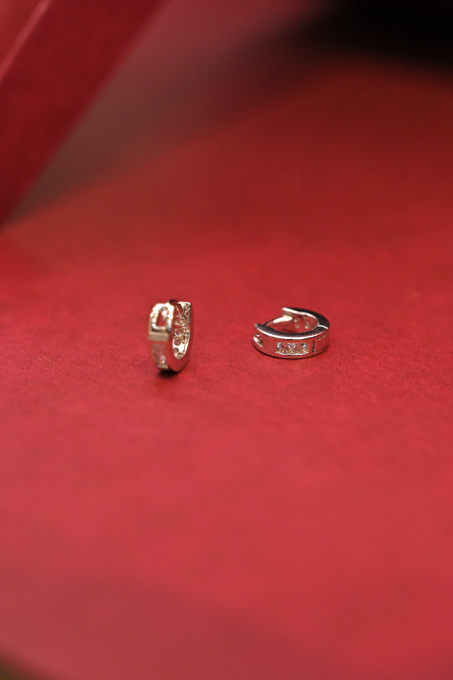 925 silver cz mini hoop earrings