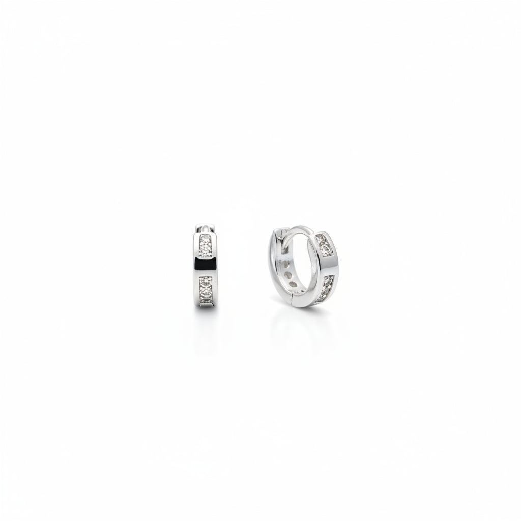 925 silver cz mini hoop earrings