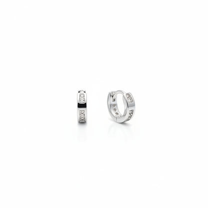 925 Silver CZ Mini Hoop Earrings