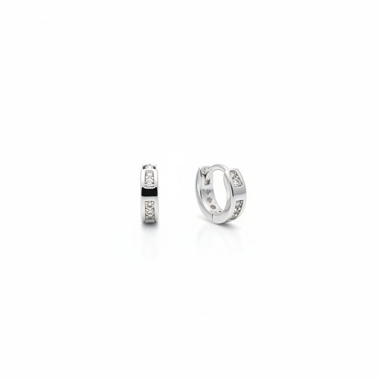 925 Silver CZ Mini Hoop Earrings