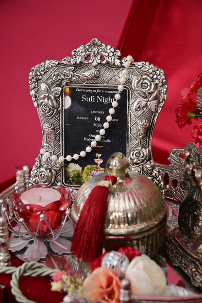 Luxury Wedding Hamper Box with Decorative Frame & Silver Gift Tray