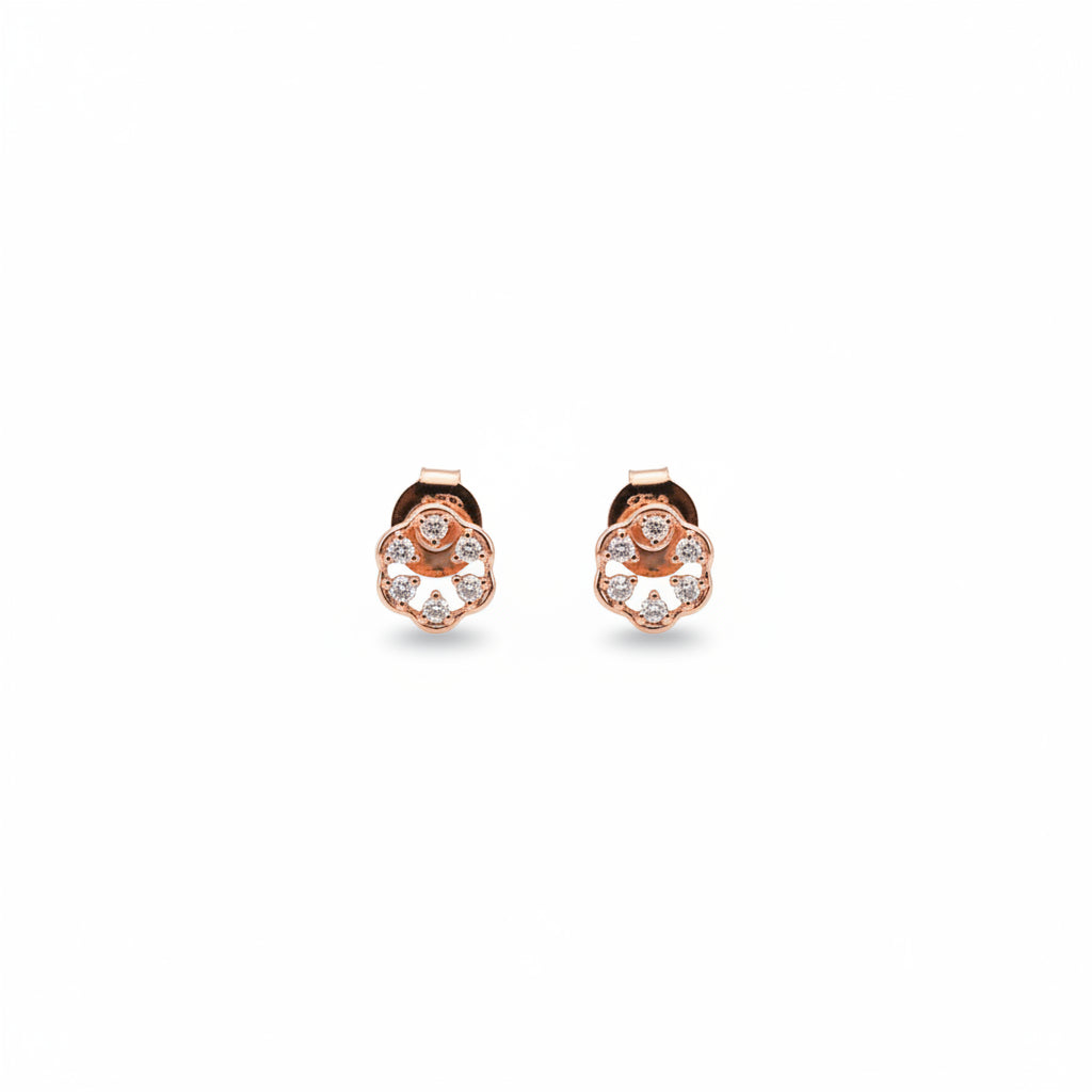 925 silver rose gold halo cz stud earrings
