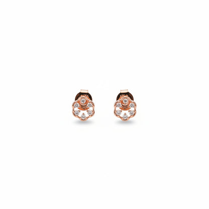 925 Silver Rose Gold Halo CZ Stud Earrings
