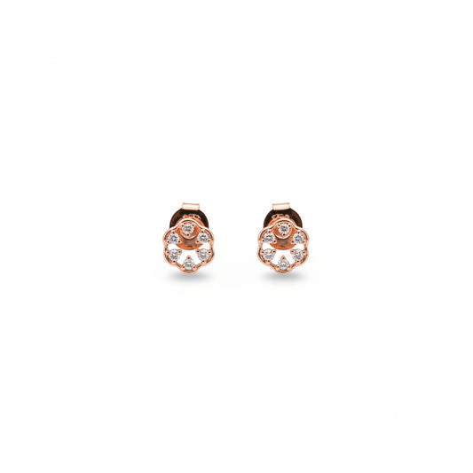 925 Silver Rose Gold Halo CZ Stud Earrings
