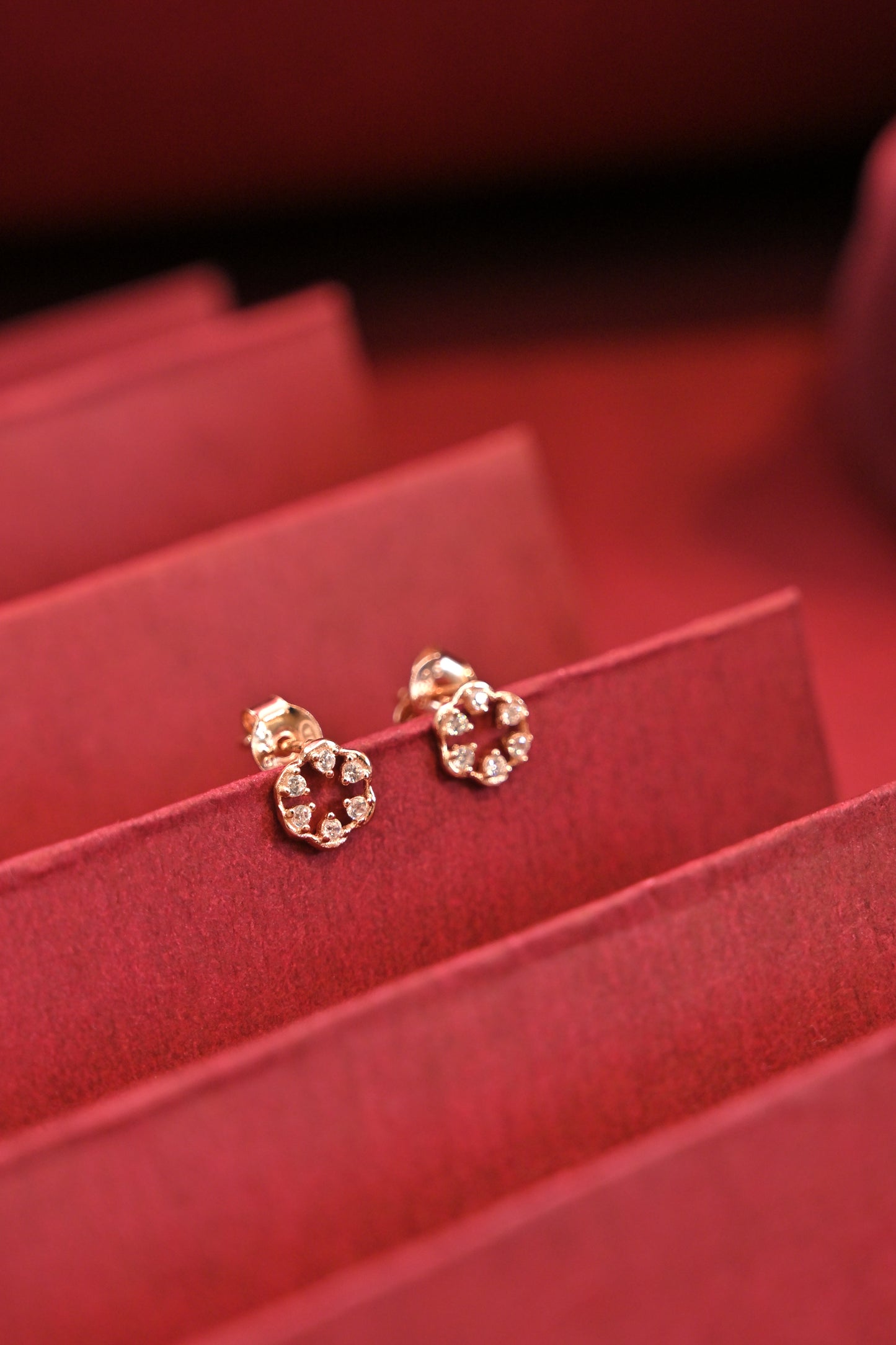 925 silver rose gold halo cz stud earrings