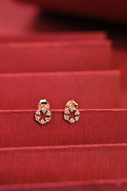 925 Silver Rose Gold Halo CZ Stud Earrings