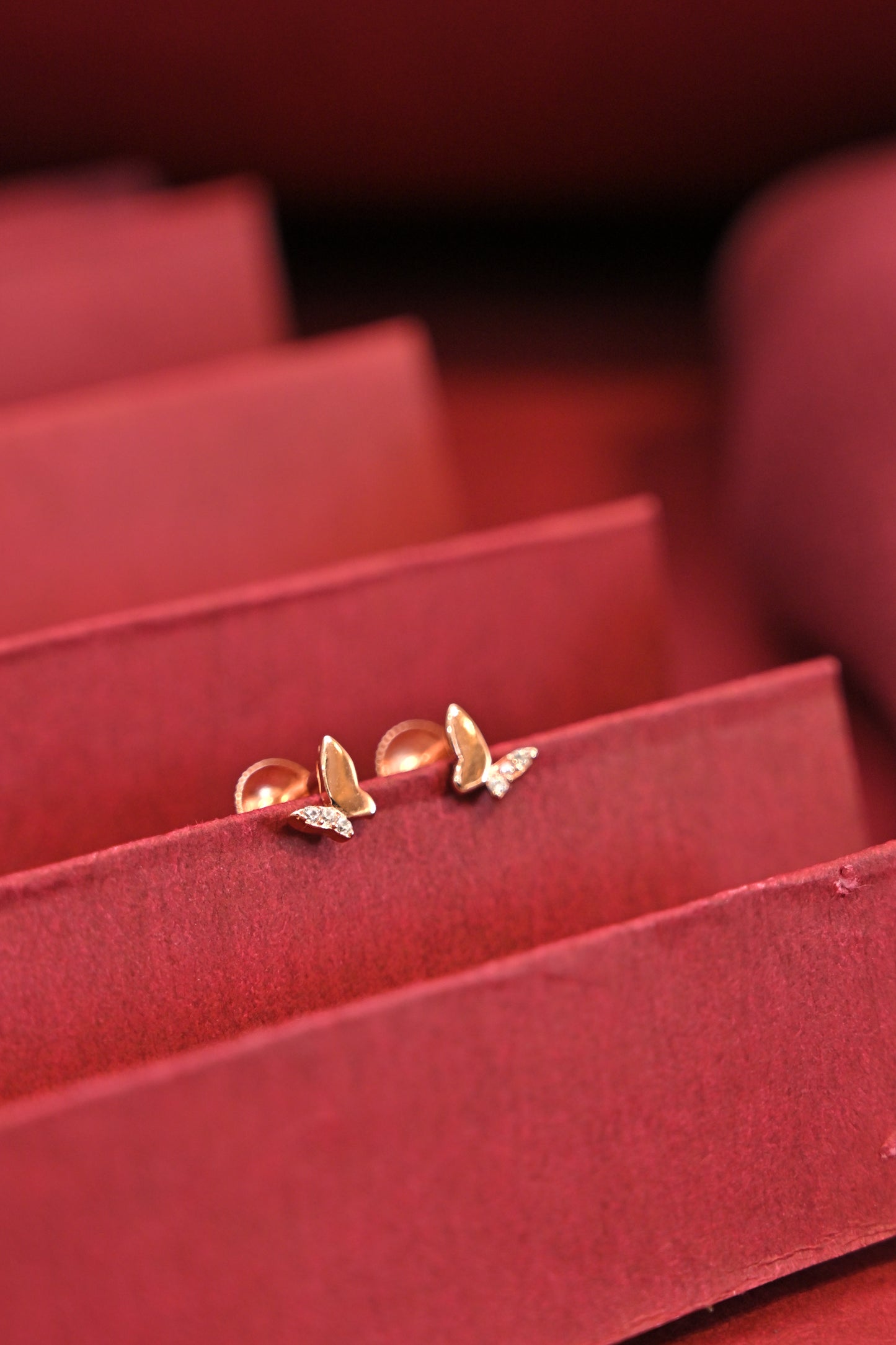 925 silver rose gold butterfly cz stud earrings