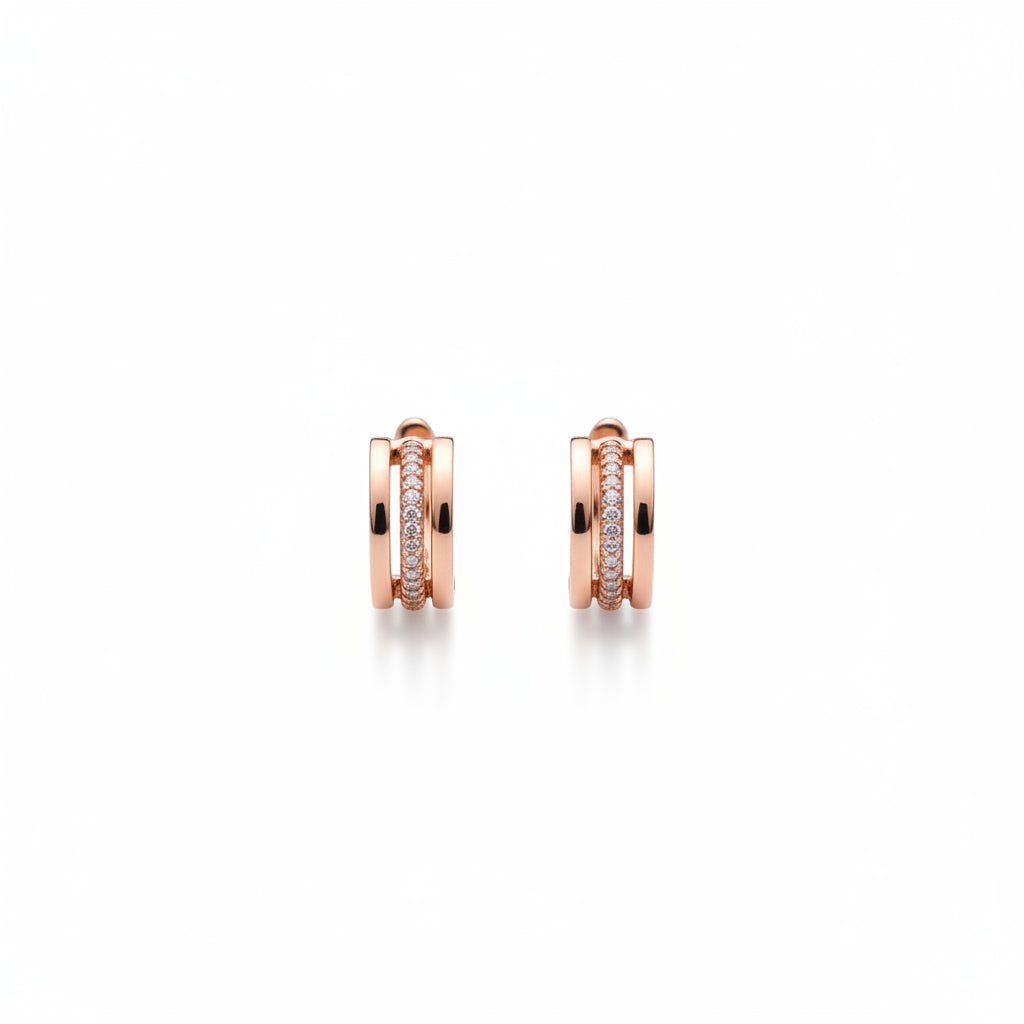 925 silver double row huggie hoop earrings