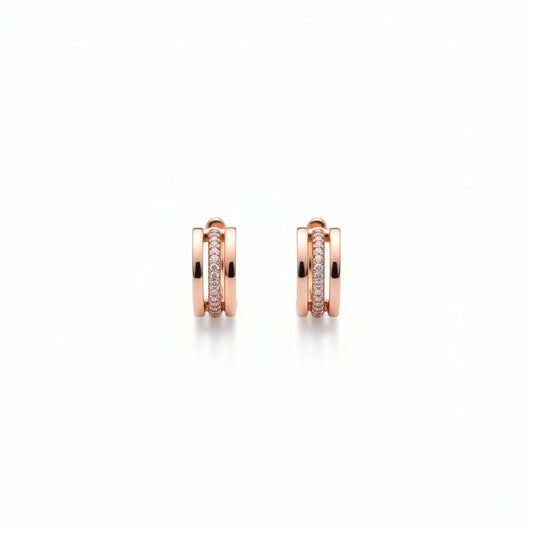 925 Silver Double Row Huggie Hoop Earrings