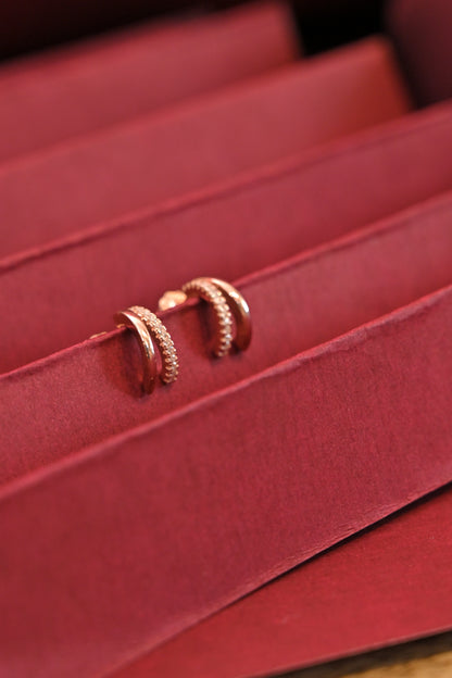 925 Silver Double Row Huggie Hoop Earrings