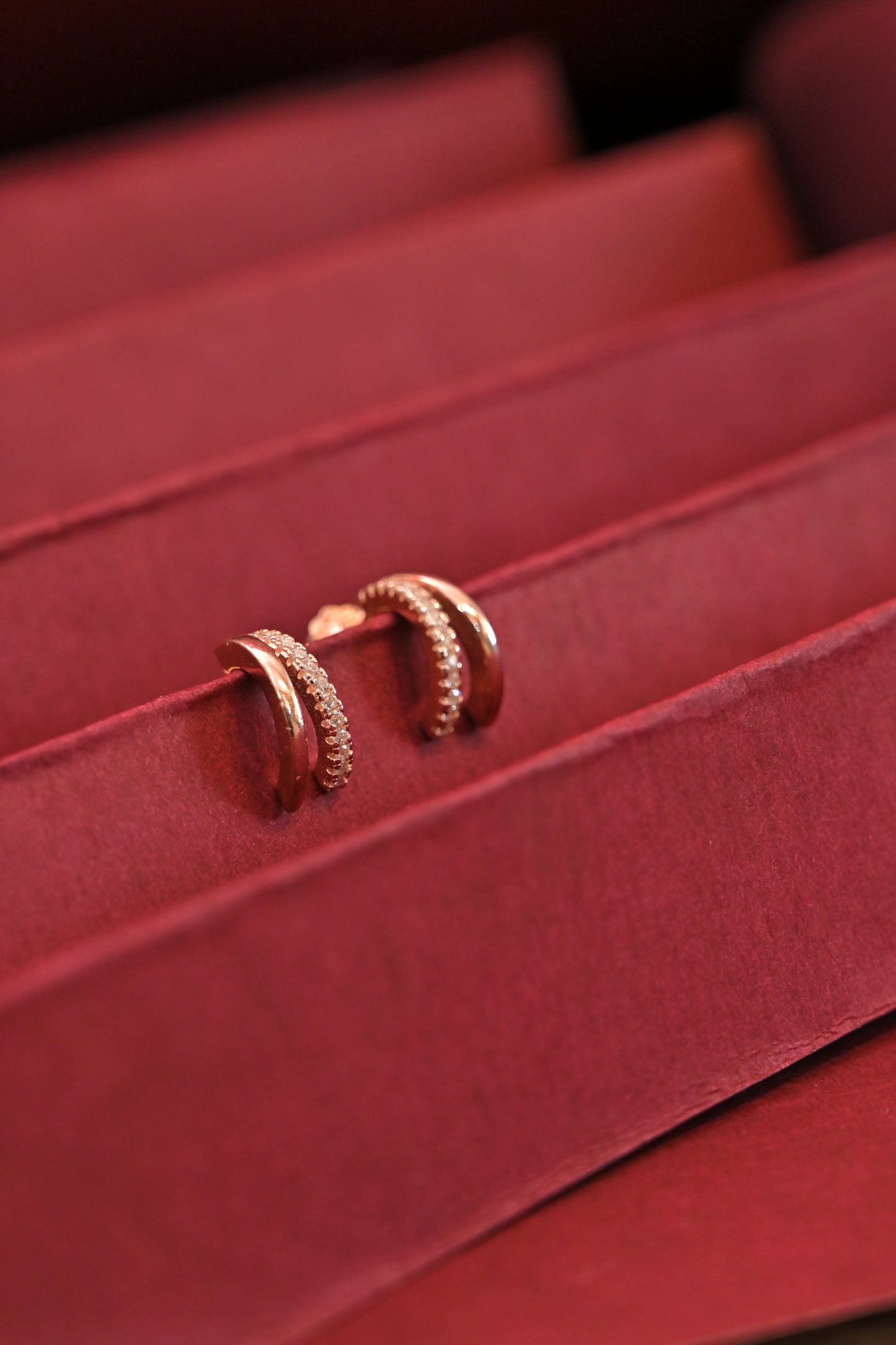 925 silver double row huggie hoop earrings
