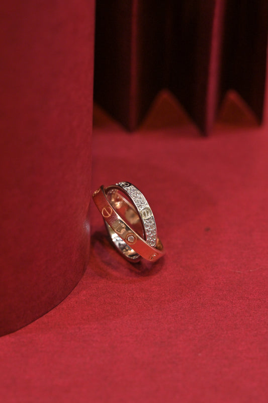 925 Silver Dual Tone CZ Cross Band Ring