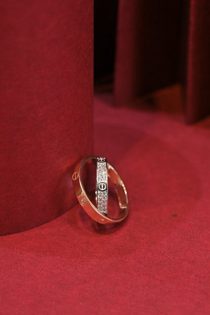 925 Silver Dual Tone CZ Cross Band Ring