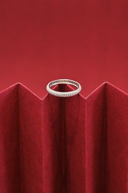 925 Silver Triple Row CZ Eternity Ring – Size 5