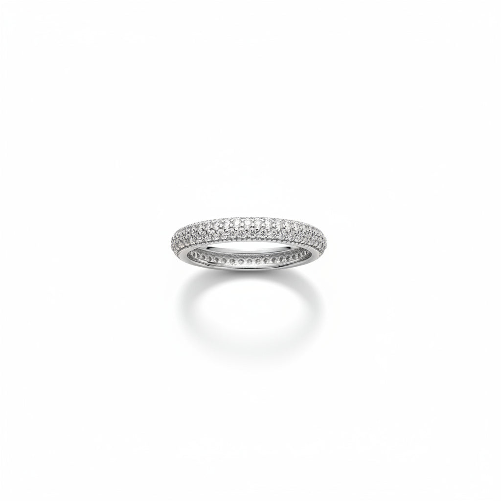 925 silver triple row cz eternity ring – size 5