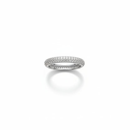 925 Silver Triple Row CZ Eternity Ring – Size 5