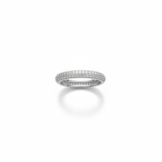 925 Silver Triple Row CZ Eternity Ring – Size 5