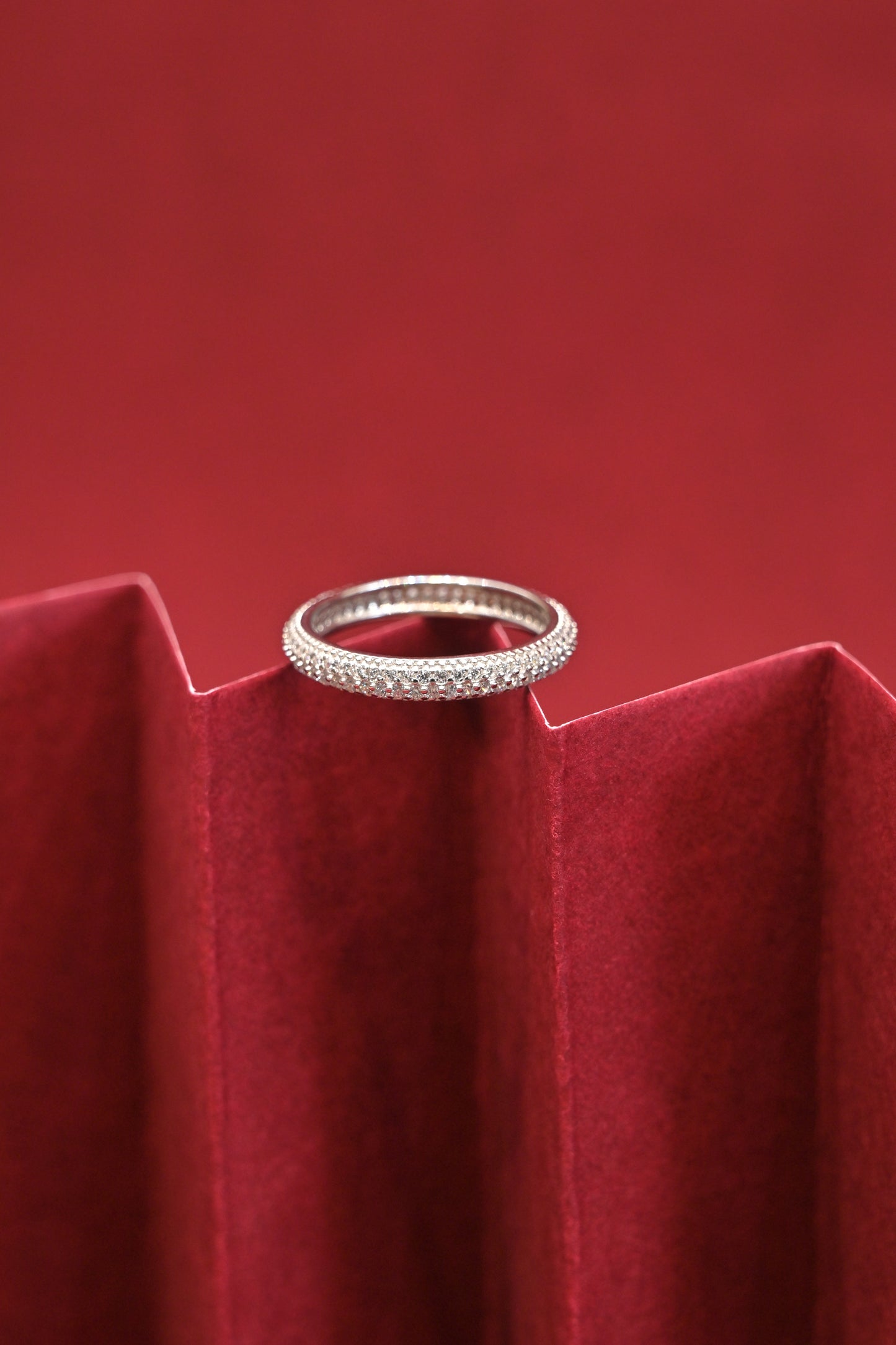 925 silver triple row cz eternity ring – size 5