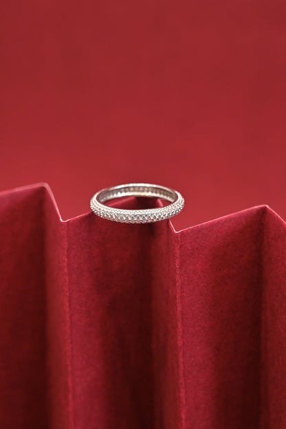 925 Silver Triple Row CZ Eternity Ring – Size 5