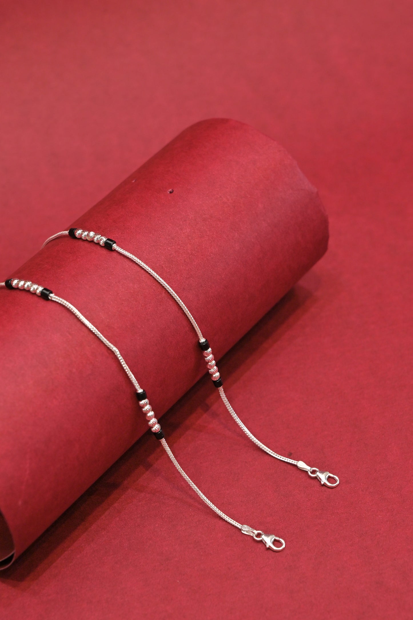 dual tone bead anklet