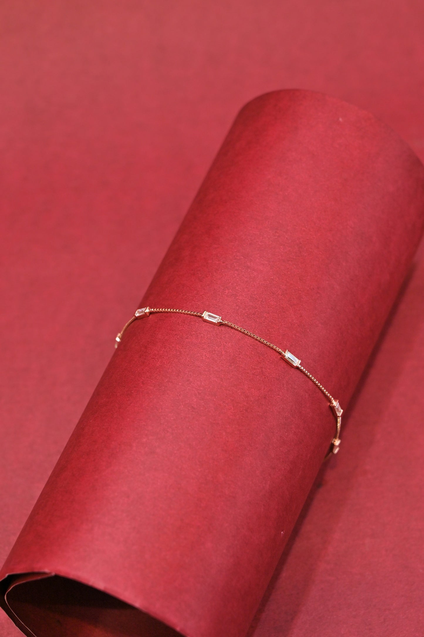 rose gold baguette stone bracelet