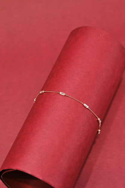 Rose Gold Baguette Stone Bracelet