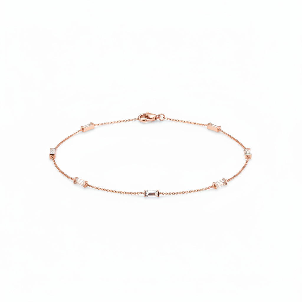rose gold baguette stone bracelet