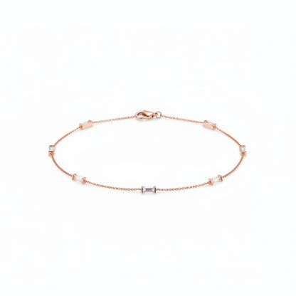 Rose Gold Baguette Stone Bracelet