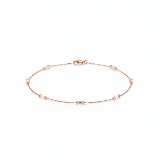 Rose Gold Baguette Stone Bracelet