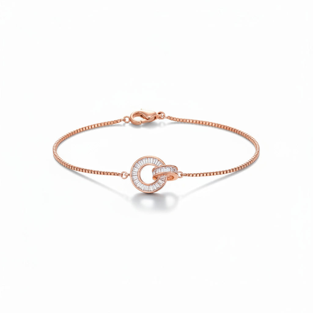 rose gold interlocking circle crystal bracelet