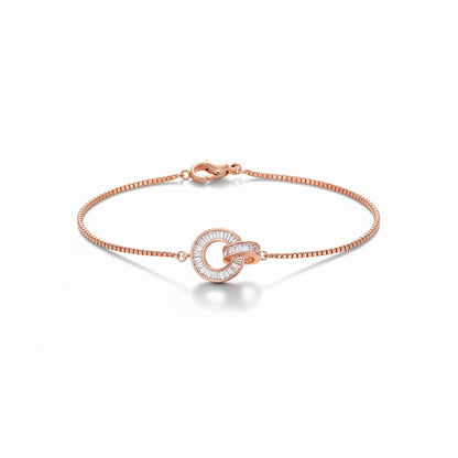 Rose Gold Interlocking Circle Crystal Bracelet