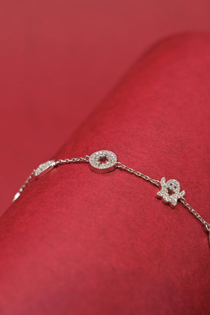 Lucky Charm Multi-Motif Silver Bracelet