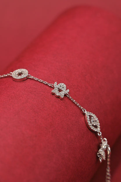 Lucky Charm Multi-Motif Silver Bracelet