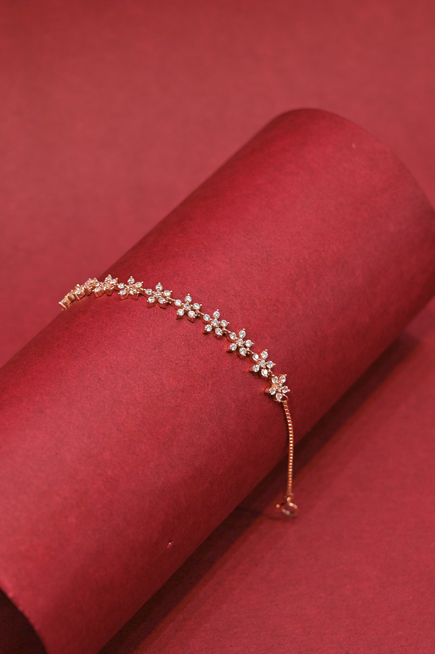 rose gold floral crystal bracelet