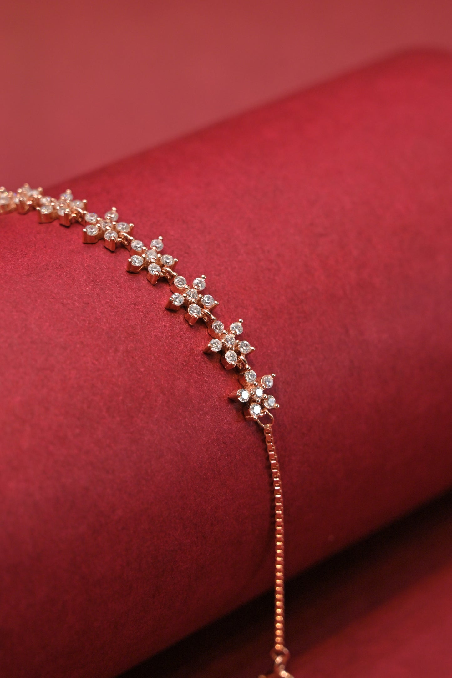rose gold floral crystal bracelet