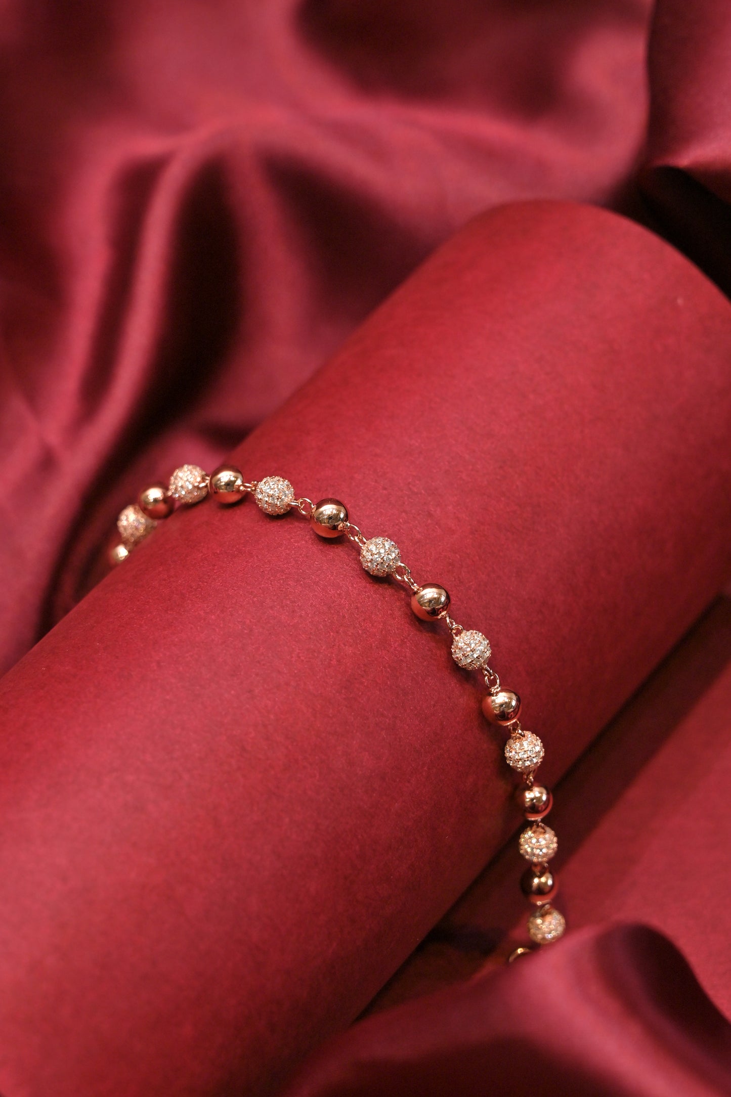 rose gold crystal bead bracelet