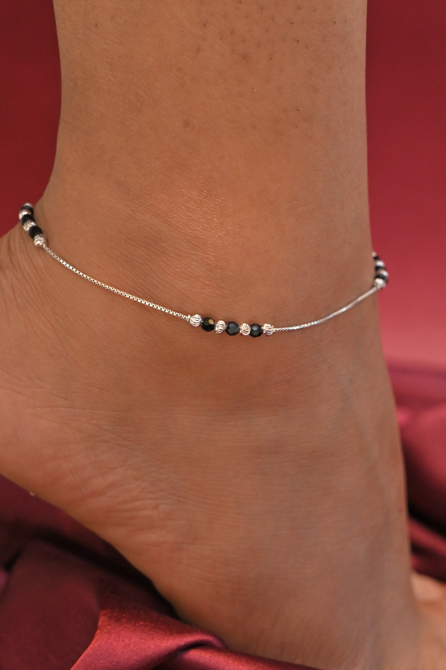 silver bead anklet