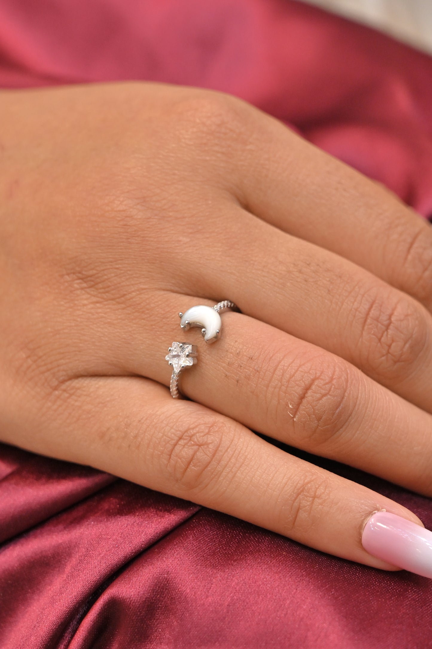 celestial moon and star ring