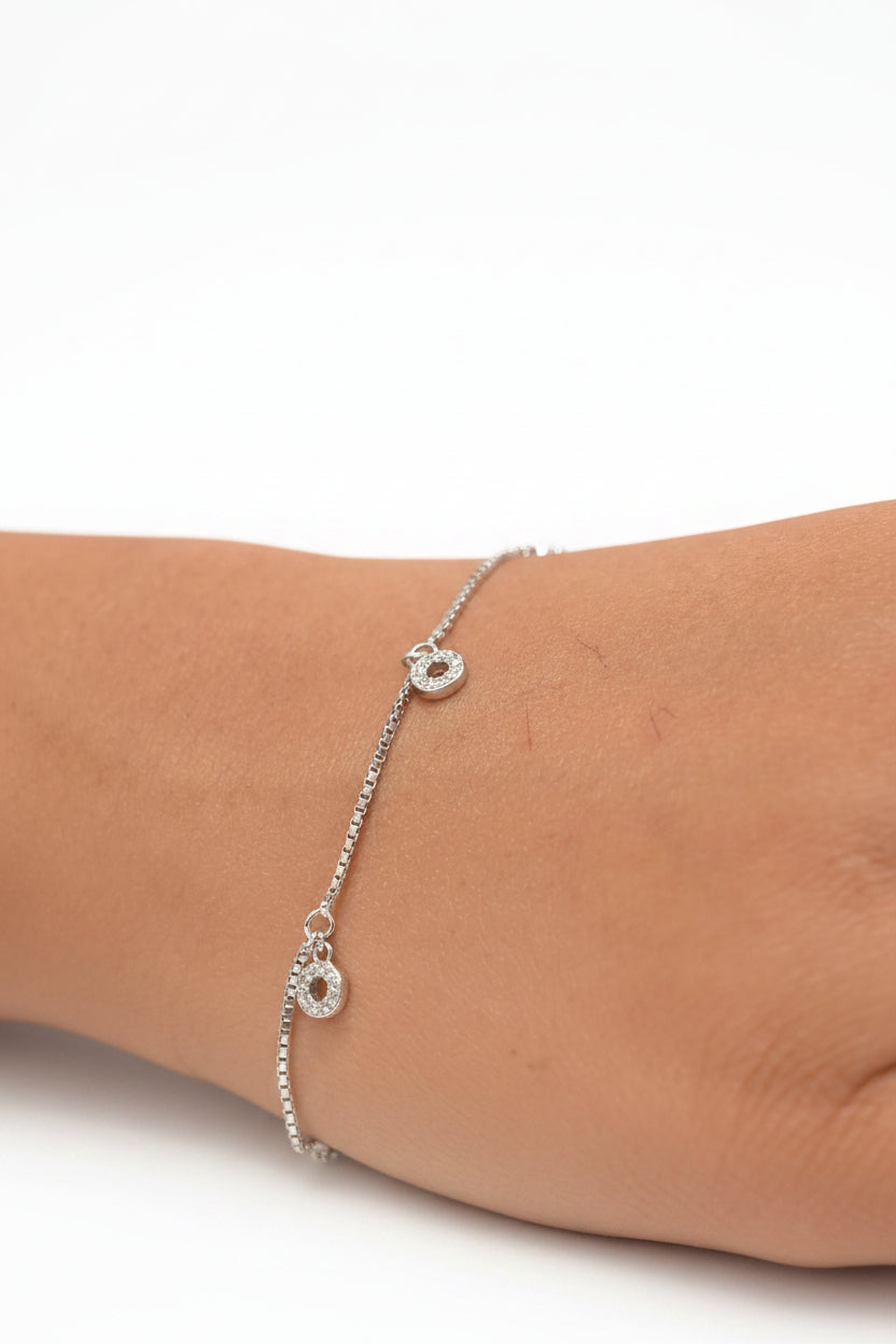 silver dangle circle bracelet