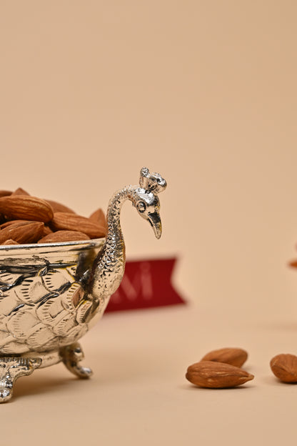 German Silver Small Peacock Bowl – Elegant Festive & Decorative Gift