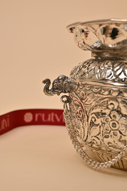 German Silver Elephant Kalash – Auspicious Diwali Gift of Prosperity