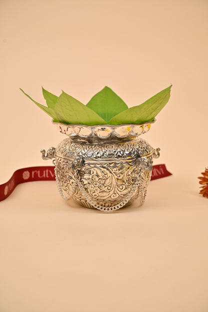 German Silver Elephant Kalash – Auspicious Diwali Gift of Prosperity