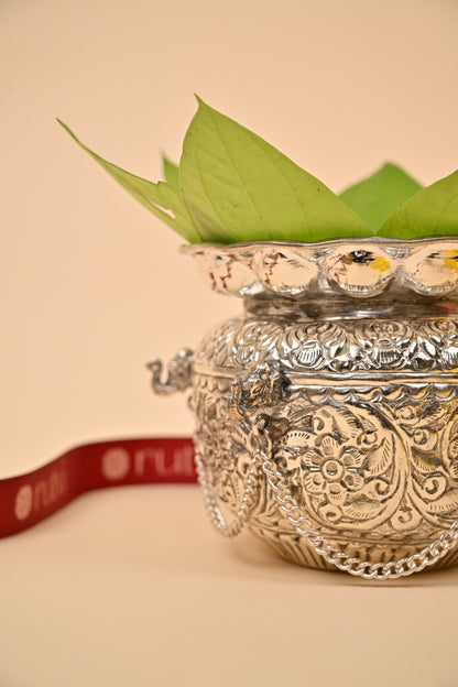 German Silver Elephant Kalash – Auspicious Diwali Gift of Prosperity